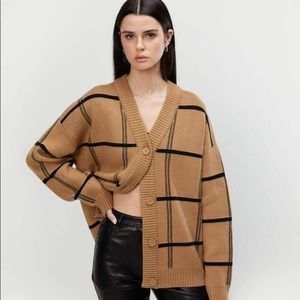 Oak + Fort Oversized Plaid Cardigan (Camel Size S)